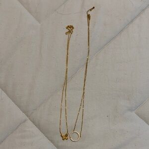Gold Necklace Bundlewith Butterfly and Circle Pendant